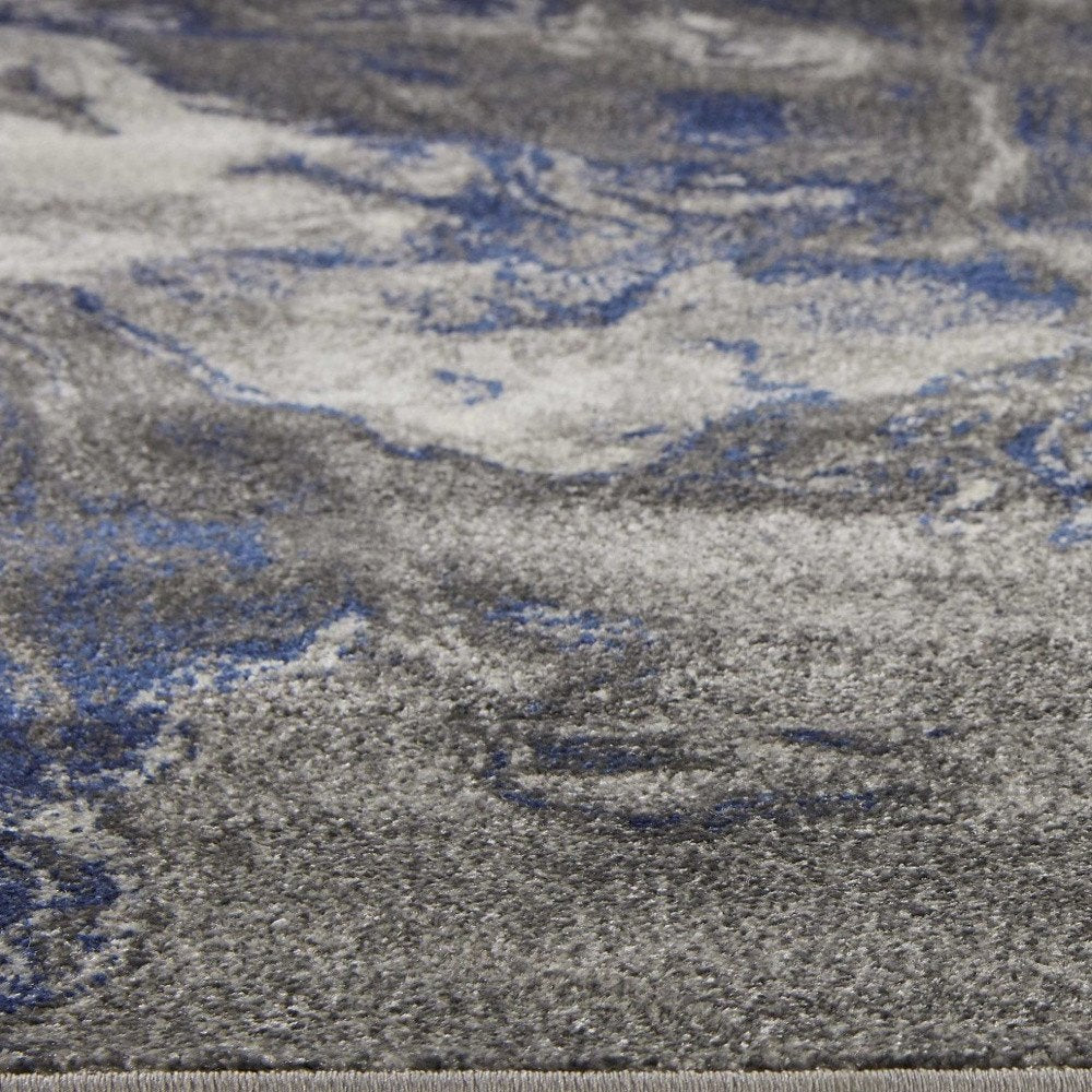 3' X 5' Blue And Gray Abstract Area Rug