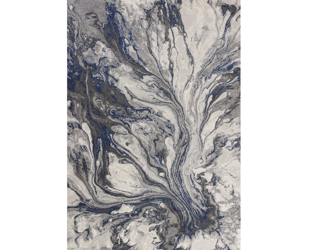 3' X 5' Blue And Gray Abstract Area Rug