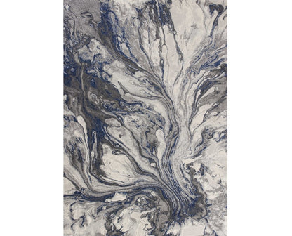 3' X 5' Blue And Gray Abstract Area Rug