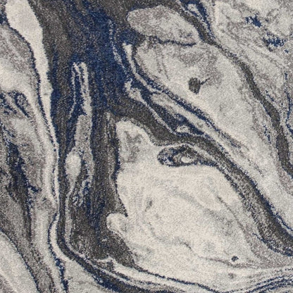 3' X 5' Blue And Gray Abstract Area Rug