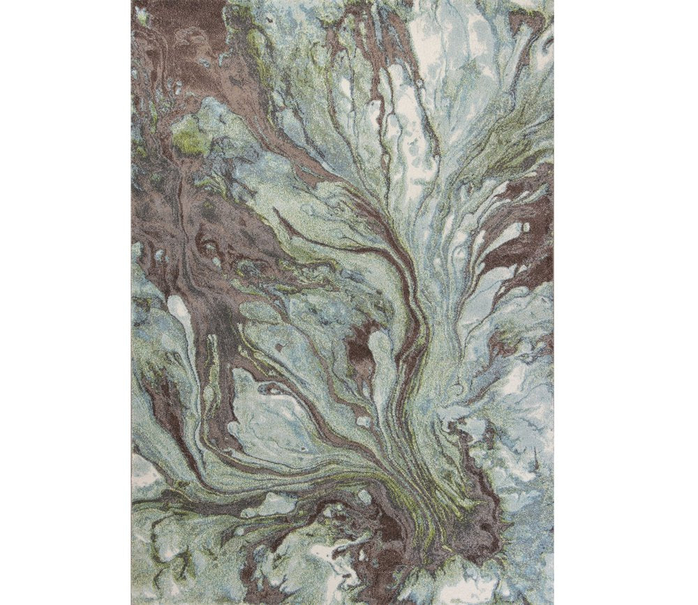3' X 5' Green And Brown Abstract Area Rug