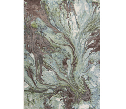 3' X 5' Green And Brown Abstract Area Rug