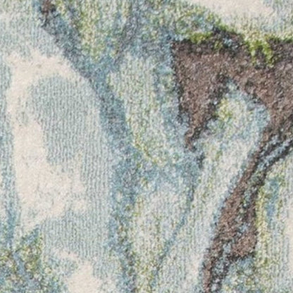 3' X 5' Green And Brown Abstract Area Rug