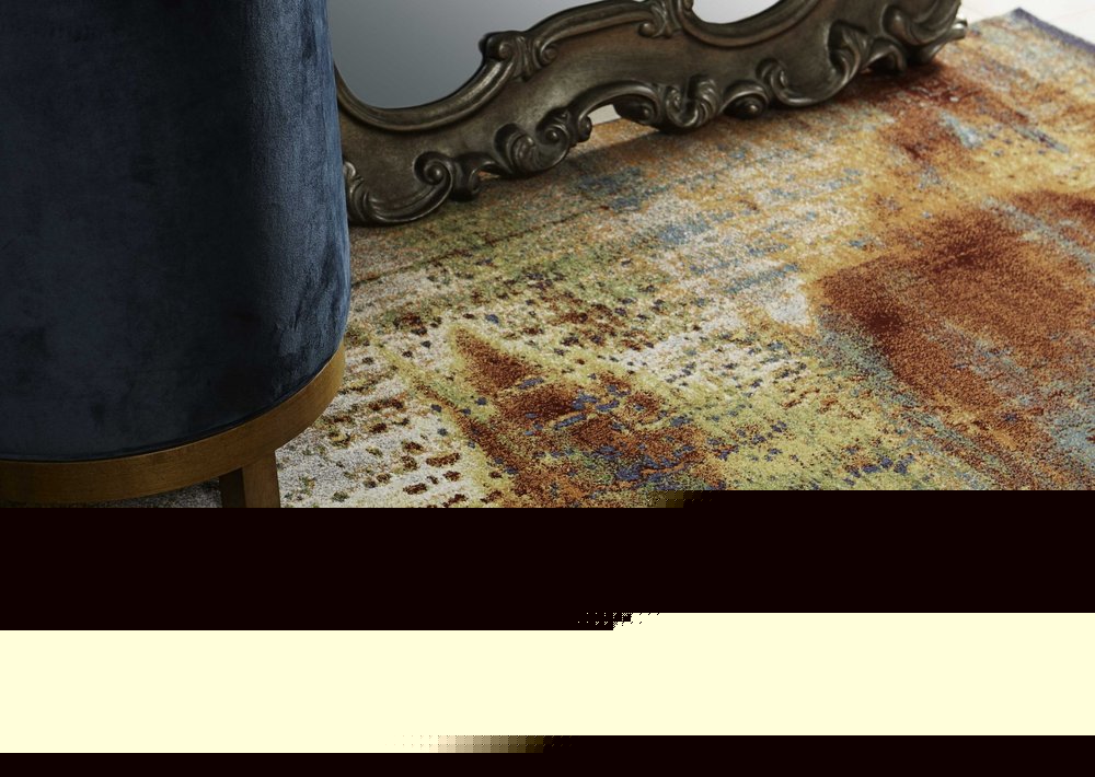 3' X 5' Blue Rust And Orange Abstract Area Rug
