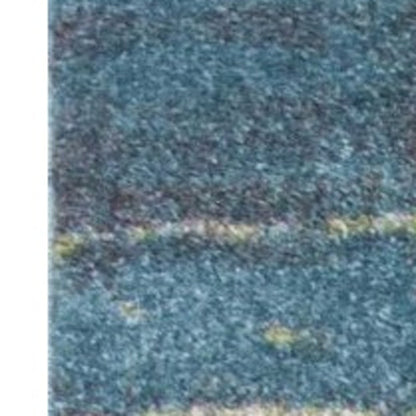 3' X 5' Blue And Green Abstract Area Rug