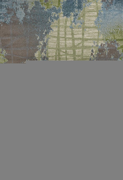 3' X 5' Blue and Green Abstract Area Rug