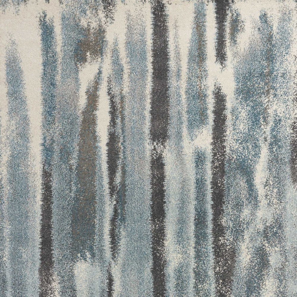 3' X 5' Teal Blue And White Abstract Area Rug