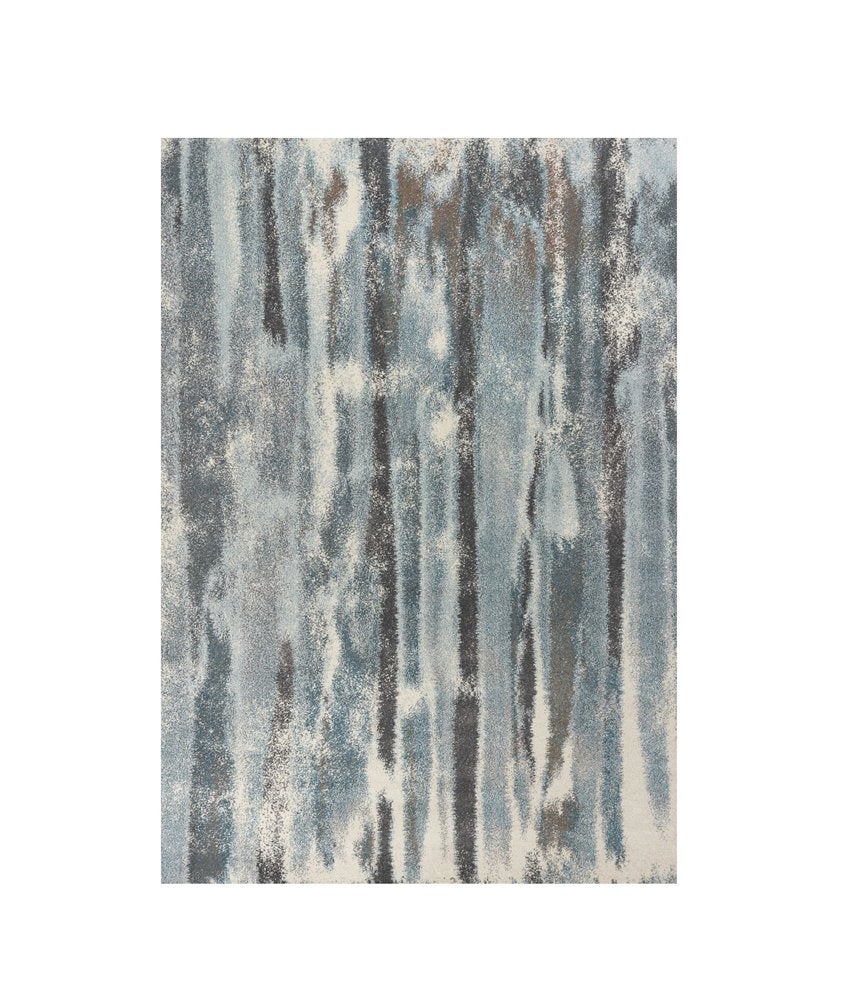 3' X 5' Teal Blue And White Abstract Area Rug