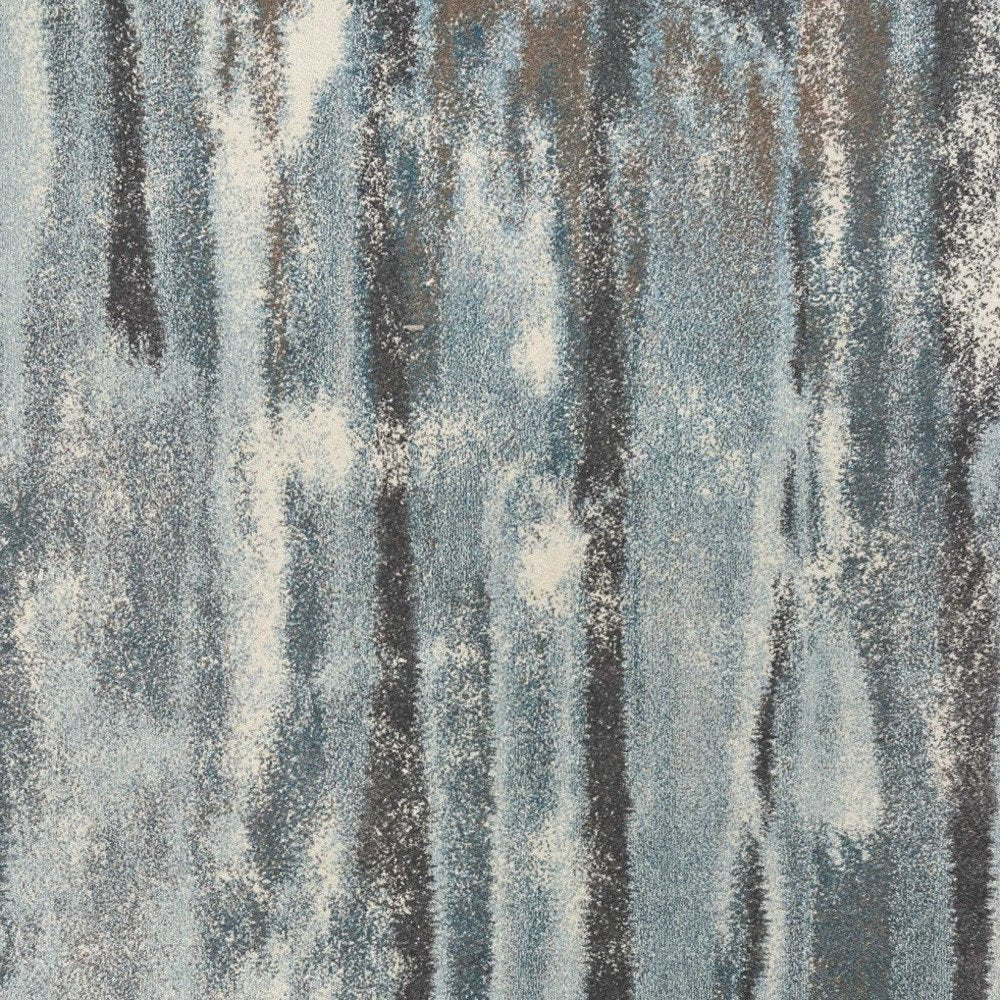 3' X 5' Teal Blue And White Abstract Area Rug