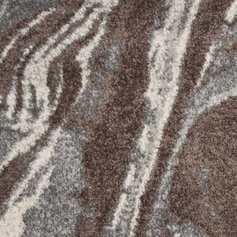 3' X 5' Brown And Ivory Abstract Area Rug