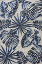 3' X 5' Blue and Gray Botanical Leaves Area Rug