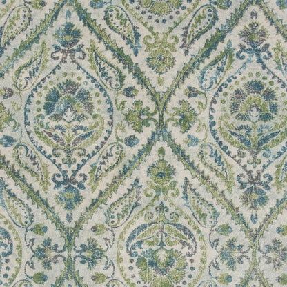 3' X 5' Green Ivory And Teal Medallion Area Rug