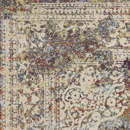 3' X 5' Ivory and Blue Oriental Area Rug