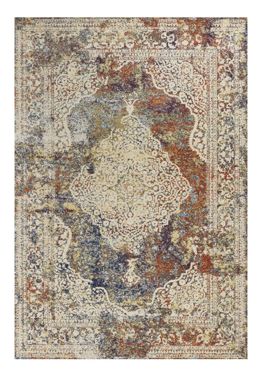 3' X 5' Ivory and Blue Oriental Area Rug