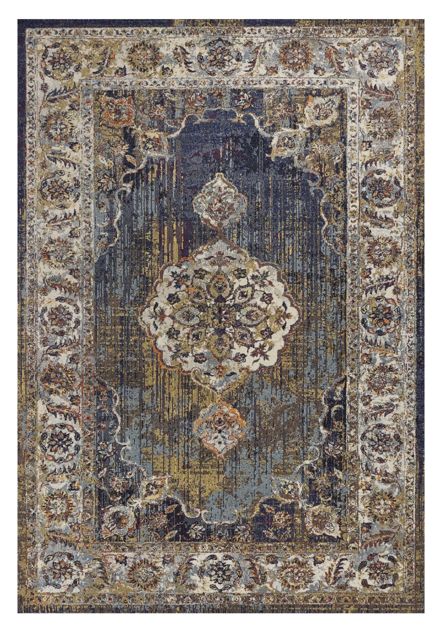 3' X 5' Navy Blue Oriental Area Rug