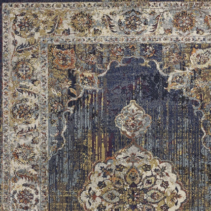 3' X 5' Navy Blue Oriental Area Rug