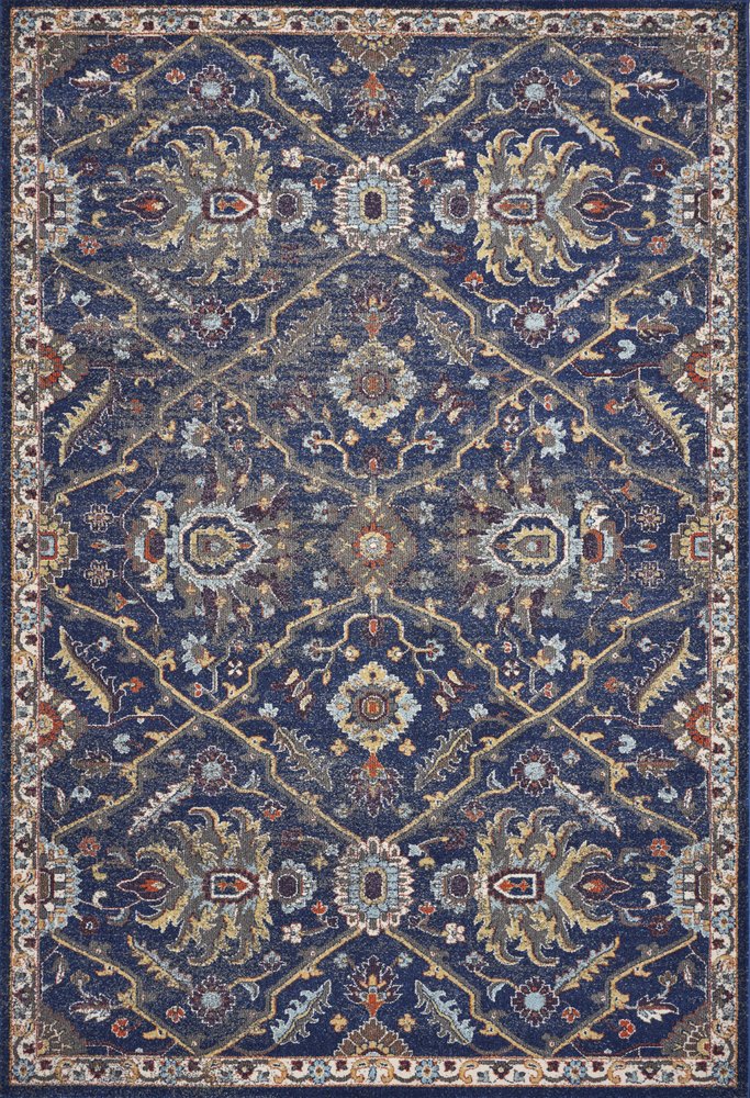3' X 5' Royal Blue Gold And Gray Medallion Area Rug