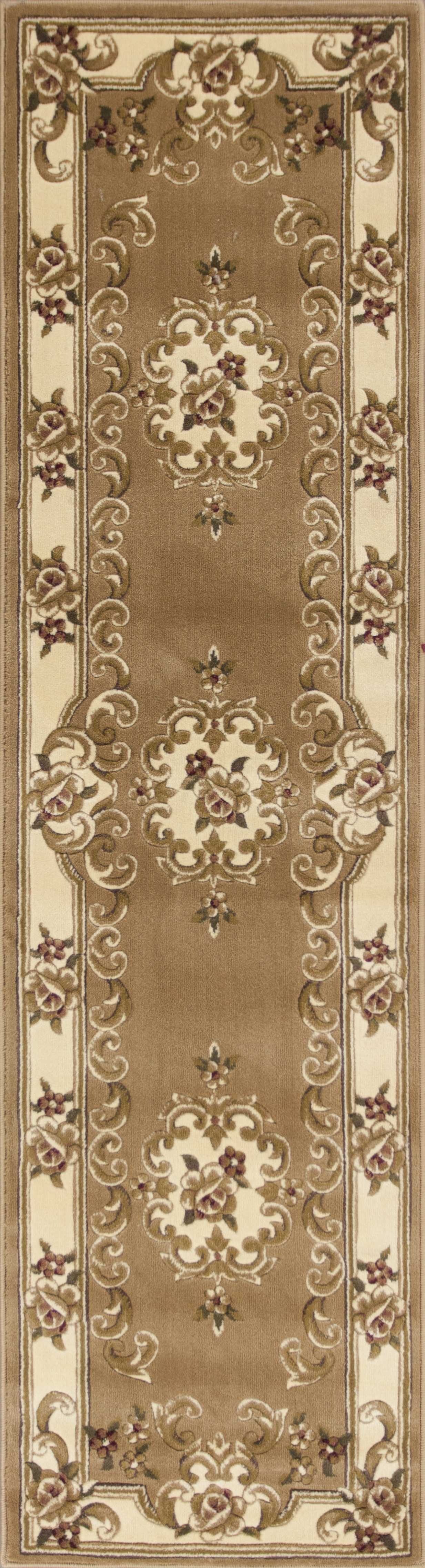 2' X 8' Beige Or Ivory Medallion Runner Rug