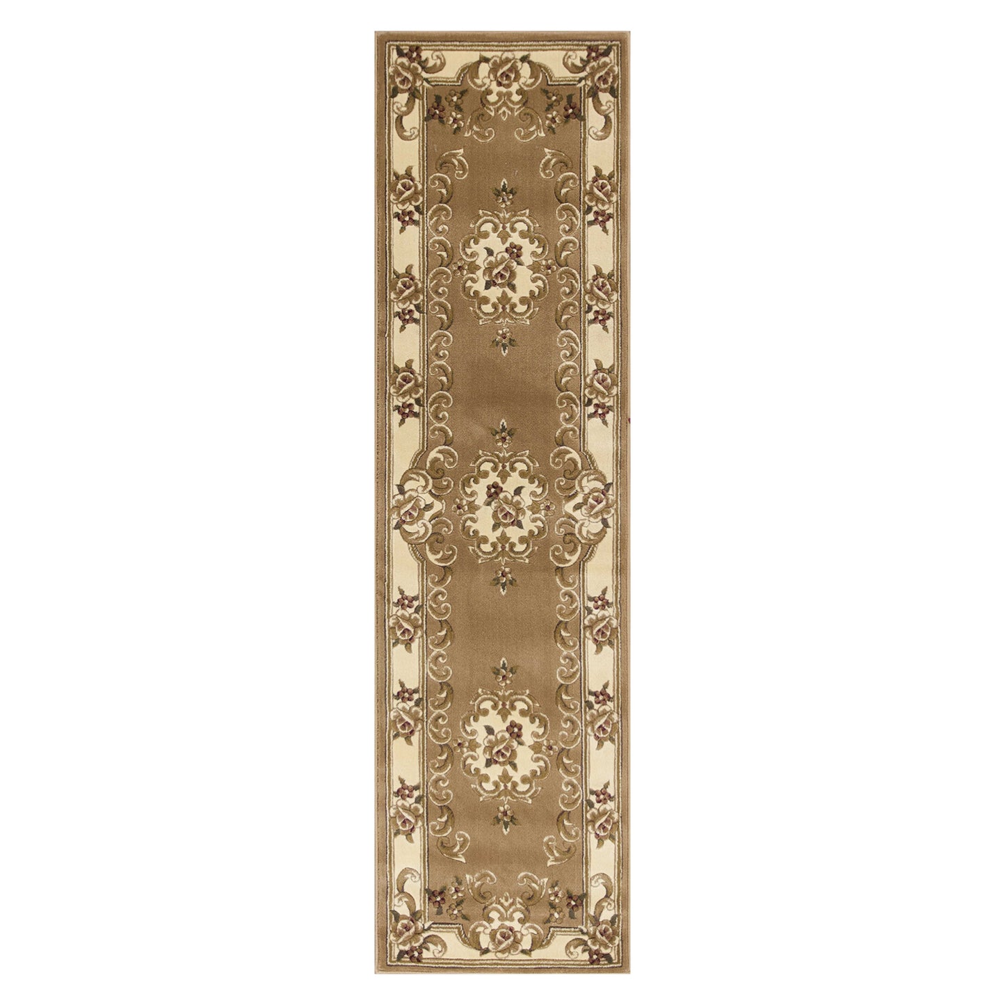 2' X 8' Beige Or Ivory Medallion Runner Rug