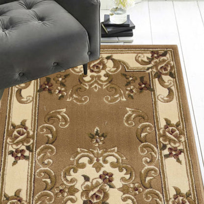 2' X 8' Beige Or Ivory Medallion Runner Rug