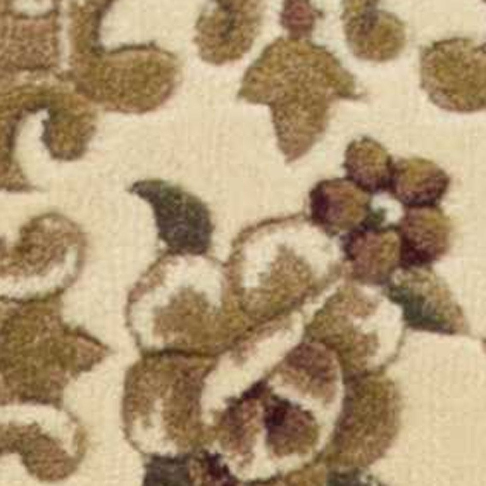 8' Beige Ivory And Brown Floral Medallion Runner Rug
