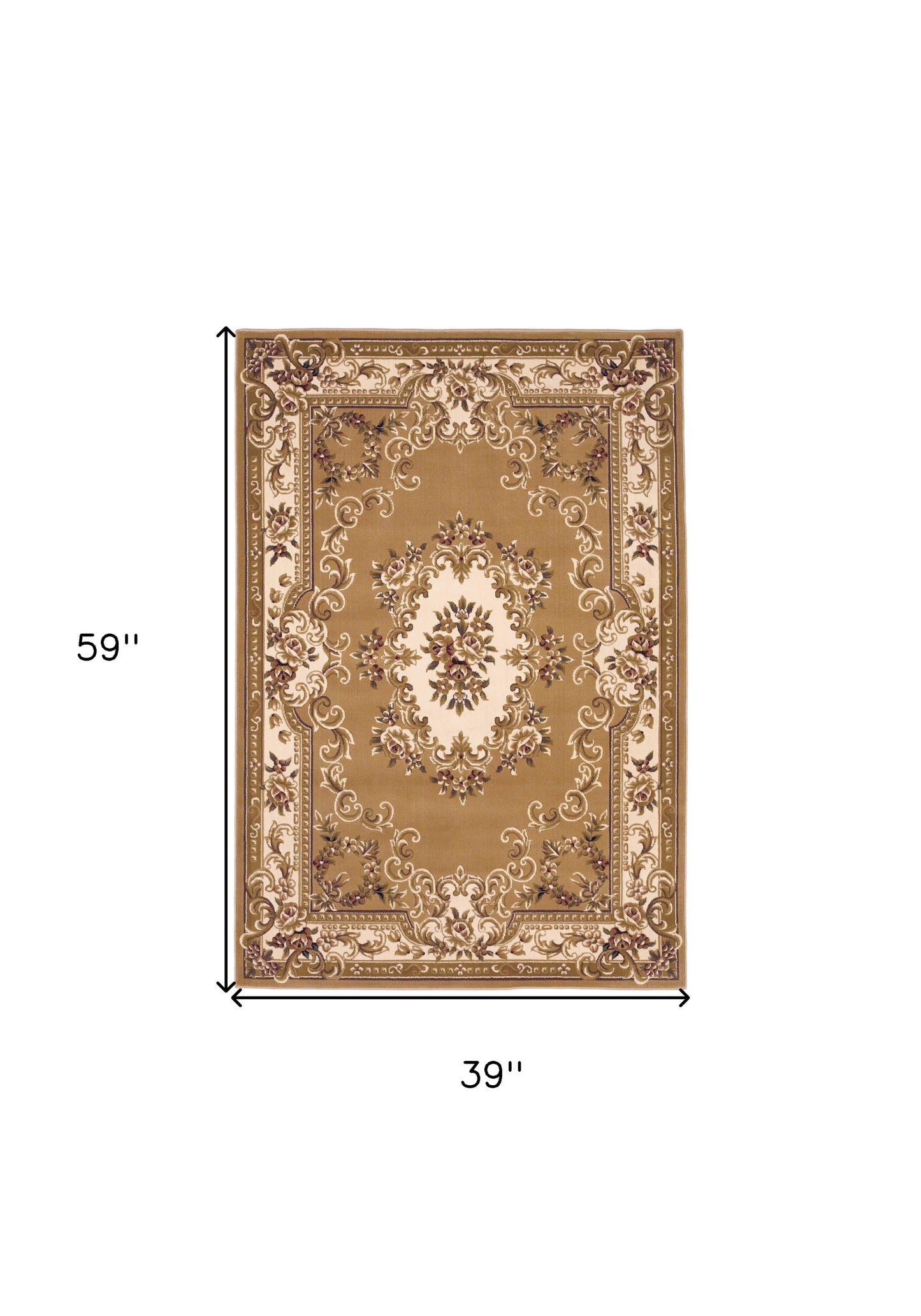 2' X 8' Beige Or Ivory Medallion Runner Rug