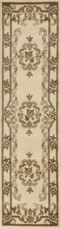 8' Beige And Brown Floral Medallion Runner Rug