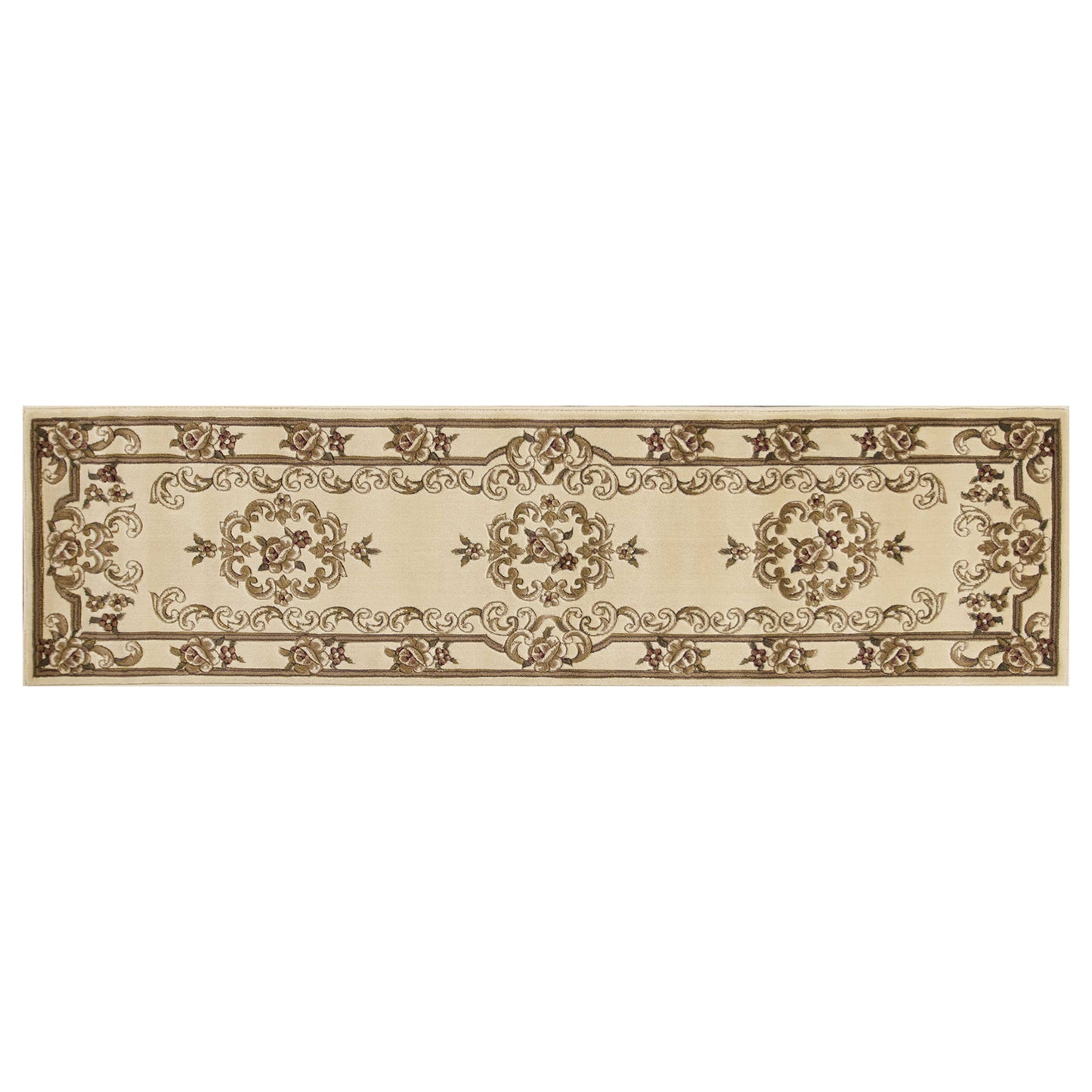 2' X 8' Ivory Medallion Runner Rug