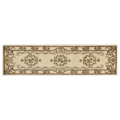 8' Beige And Brown Floral Medallion Runner Rug