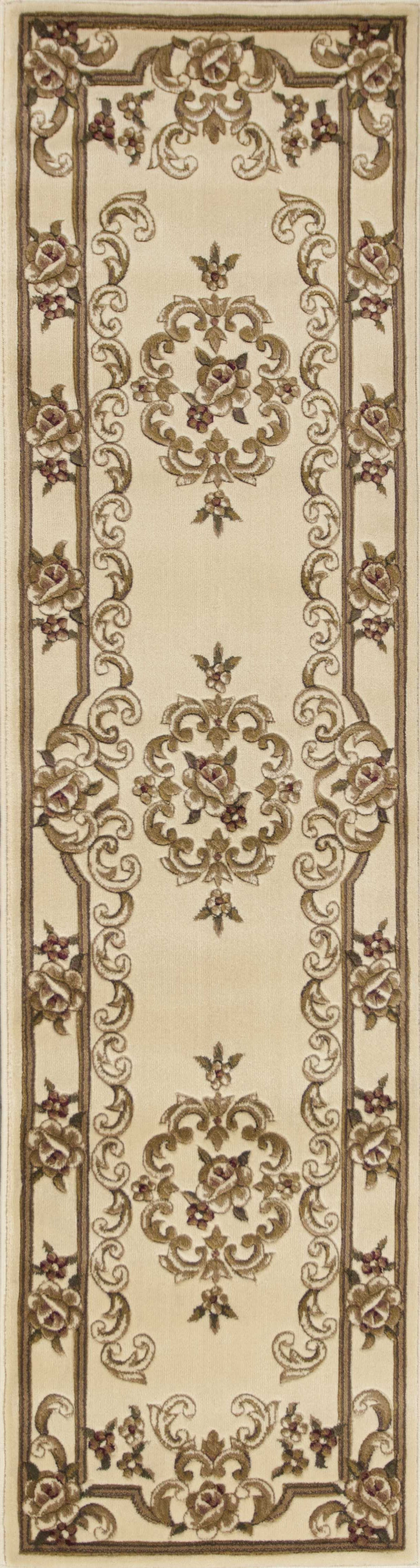 2' X 8' Ivory Medallion Runner Rug