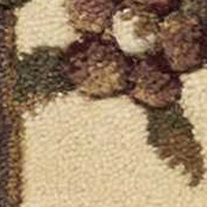 8' Green And Ivory Floral Medallion Runner Rug