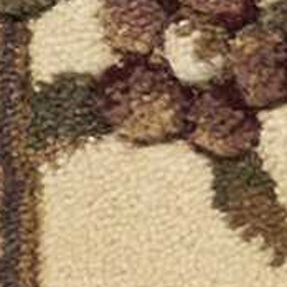 8' Green And Ivory Floral Medallion Runner Rug