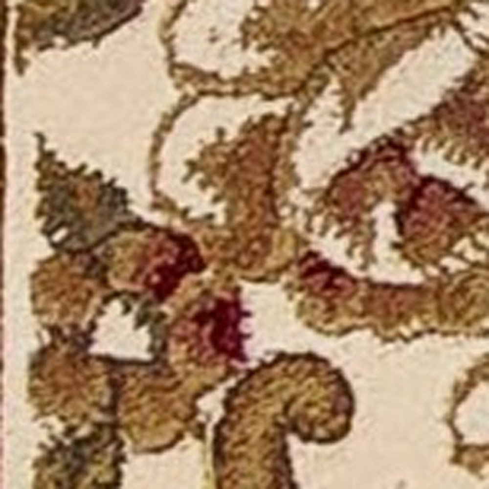 8' Green And Ivory Floral Medallion Runner Rug