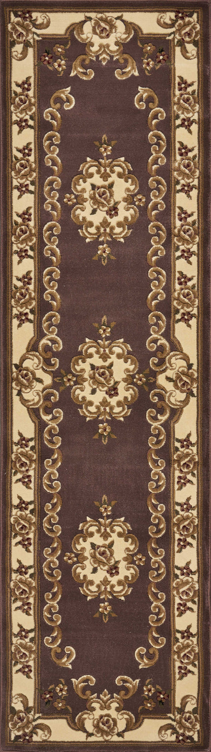 2' X 8' Plum Or Ivory Medallion Runner Rug