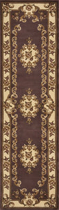 8' Plum And Ivory Floral Medallion Runner Rug