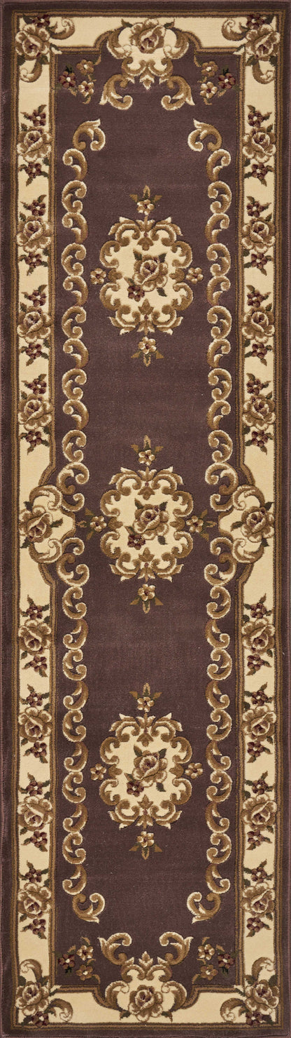 2' X 8' Plum Or Ivory Medallion Runner Rug