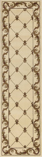 8' Ivory And Brown Floral Vines Runner Rug