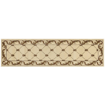 2' X 8' Ivory Fleur De Lis Runner Rug