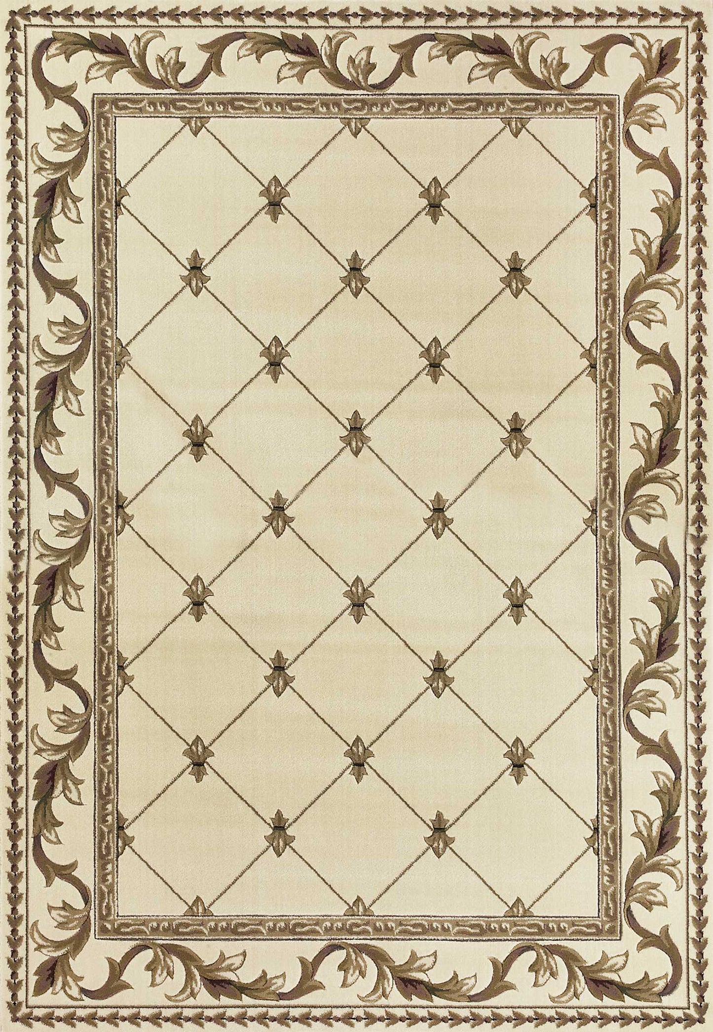 2' X 8' Ivory Fleur De Lis Runner Rug