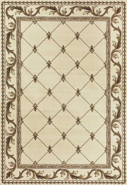 2' X 8' Ivory Fleur De Lis Runner Rug