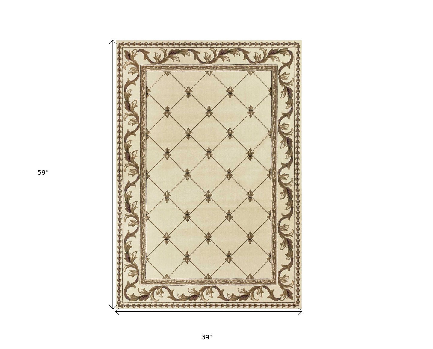 2' X 8' Ivory Fleur De Lis Runner Rug