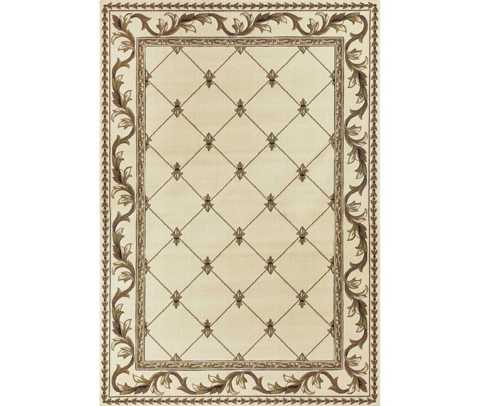 3' X 5' Ivory And Brown Floral Vines Area Rug