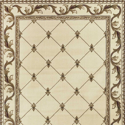 3' X 5' Ivory And Brown Floral Vines Area Rug