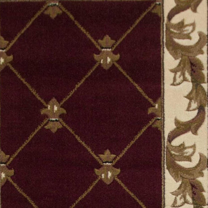 3' X 5' Red And Ivory Floral Vines Area Rug