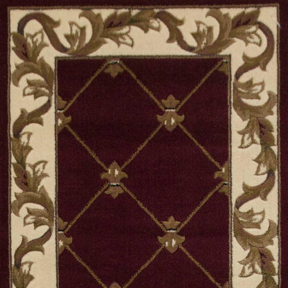 3' X 5' Red And Ivory Floral Vines Area Rug