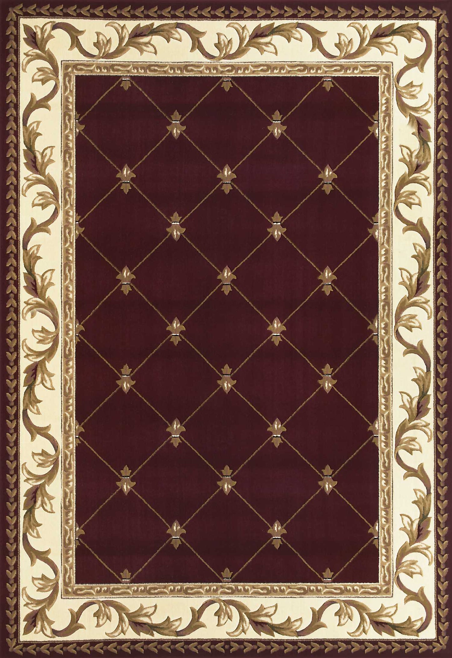 2' X 8' Red Fleur De Lis Runner Rug