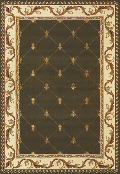 3' X 5' Green Machine Woven Hand Carved Fleur De Lis Indoor Area Rug