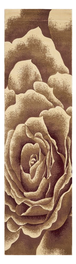 3' X 5' Ivory Brown And Red Floral Area Rug