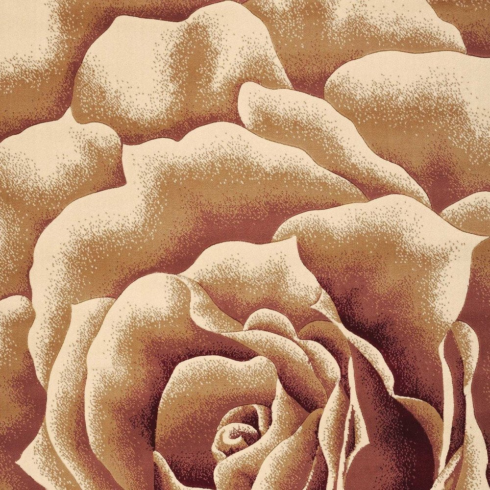 3' X 5' Ivory Brown And Red Floral Area Rug