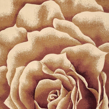 8' Ivory Brown And Red Floral Area Rug